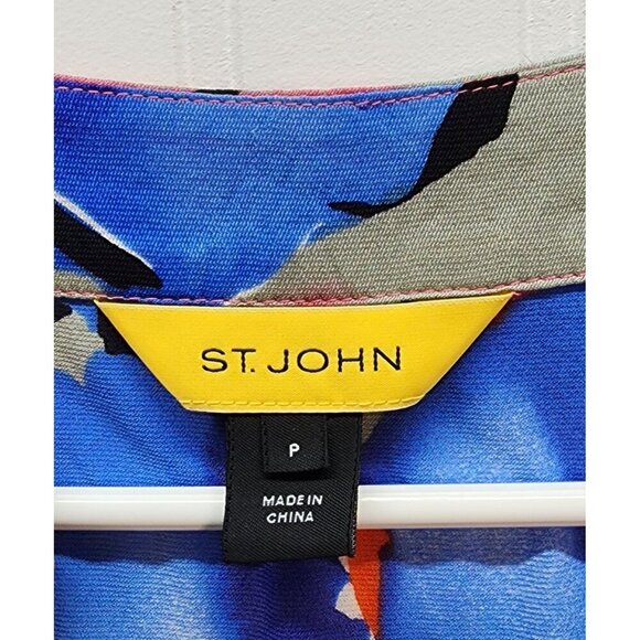 St. John Floral Tunic Dress With Rhinestone Accents Size P Silk Blend - Picture 5 of 15